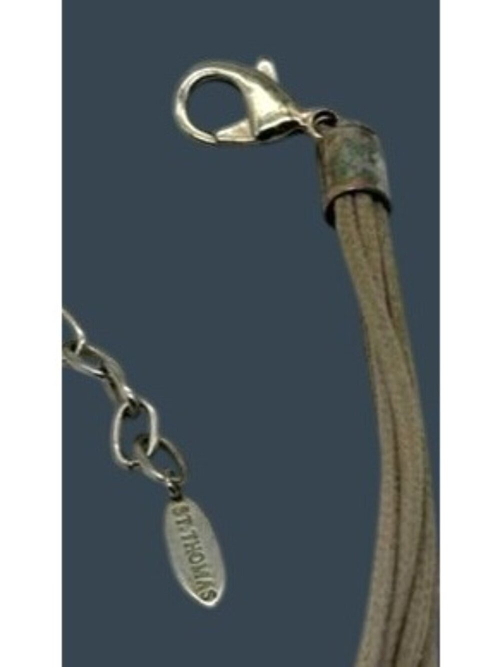 St. Thomas Necklace Chunky Large Rose Gold-Tone Curb Links Gray Cord, Adjustable - Picture 13 of 16